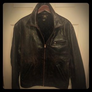 Double RL by Ralph Lauren Brown Lthr Moto Jacket